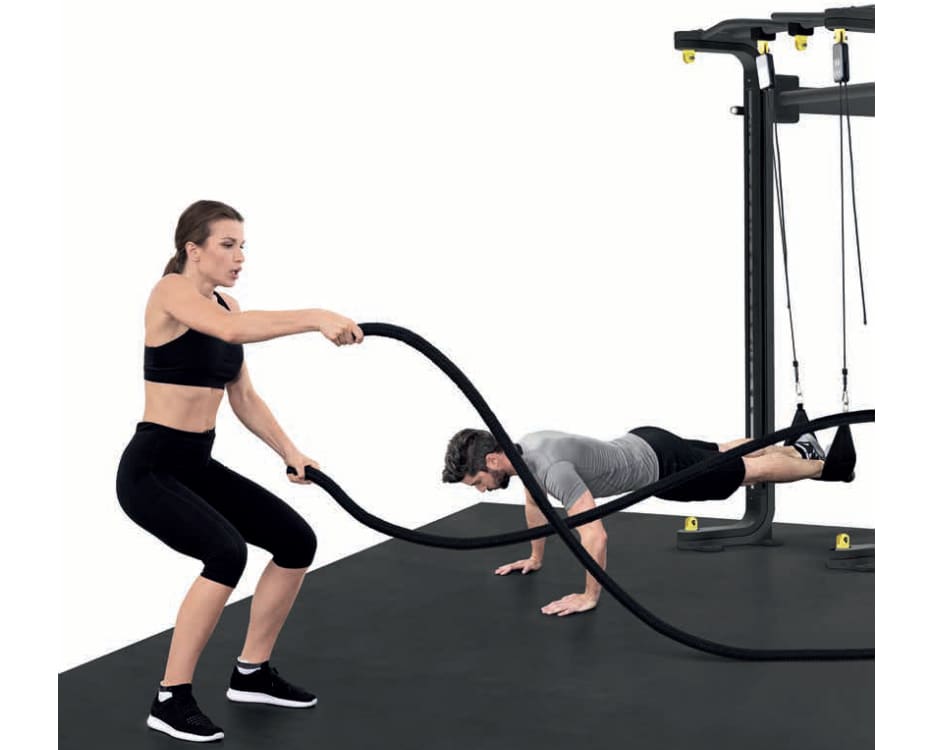 Two people training at the gym
